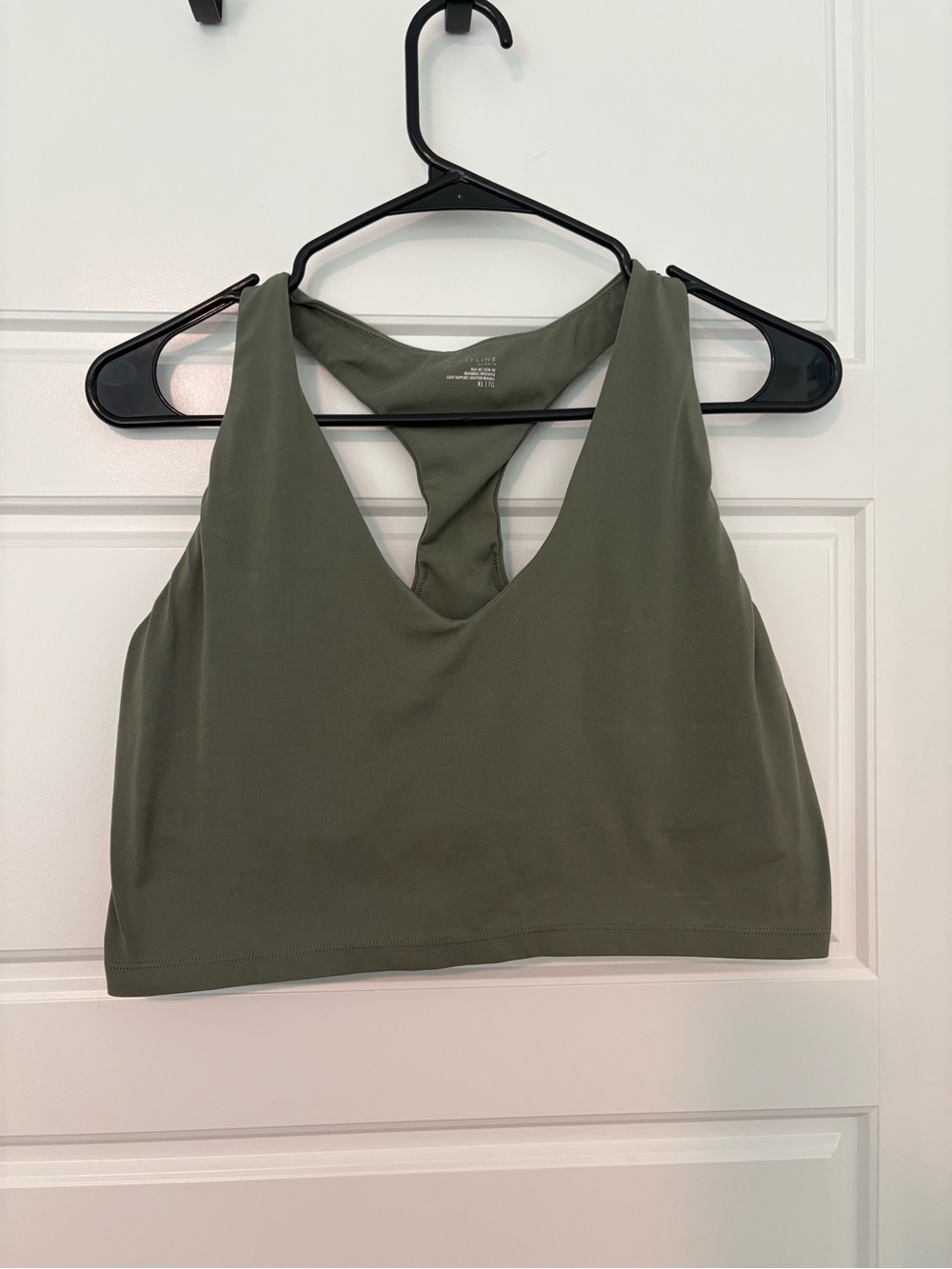 aerie Olive Green Racerback V-Neck Crop Tank